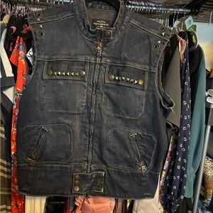 Ralph Lauren Polo Jeans Co. Dark Blue Denim Vest with Stud Detail